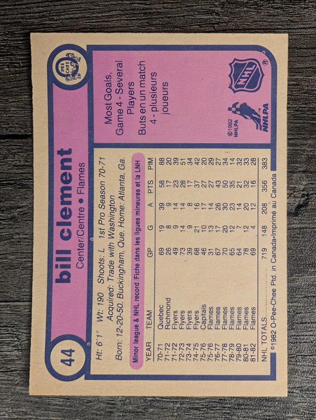 1982-83 O-Pee-Chee #44 Bill Clement