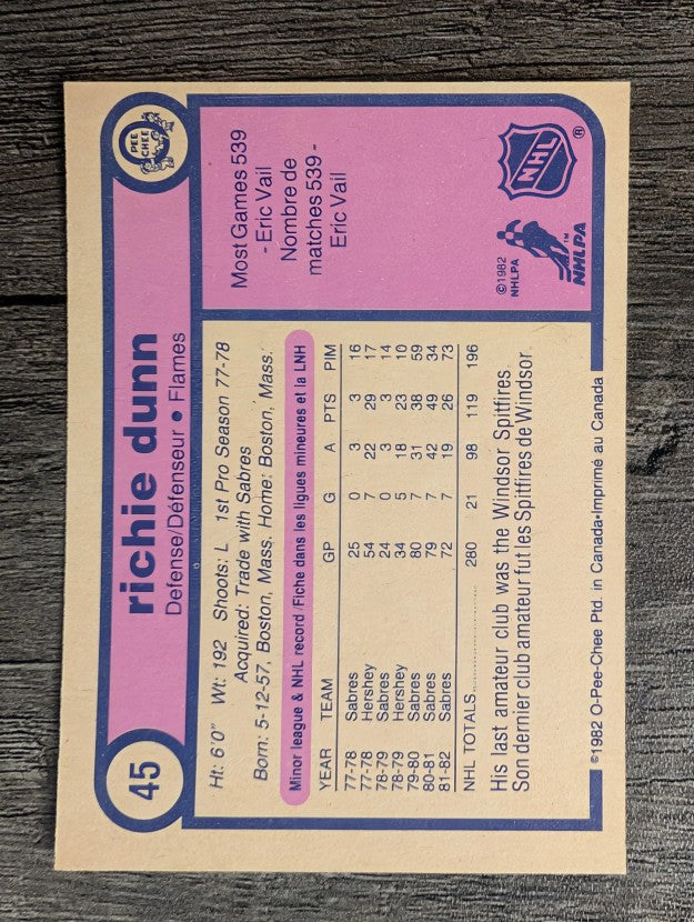 1982-83 O-Pee-Chee #45 Richie Dunn