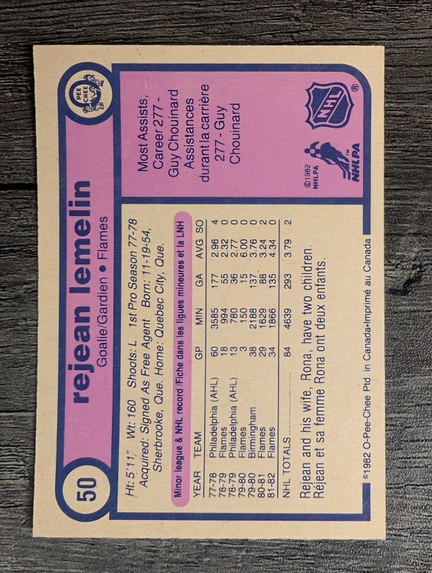 1982-83 O-Pee-Chee #50 Rejean Lemelin