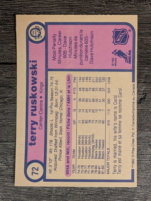 1982-83 O-Pee-Chee #72 Terry Ruskowski
