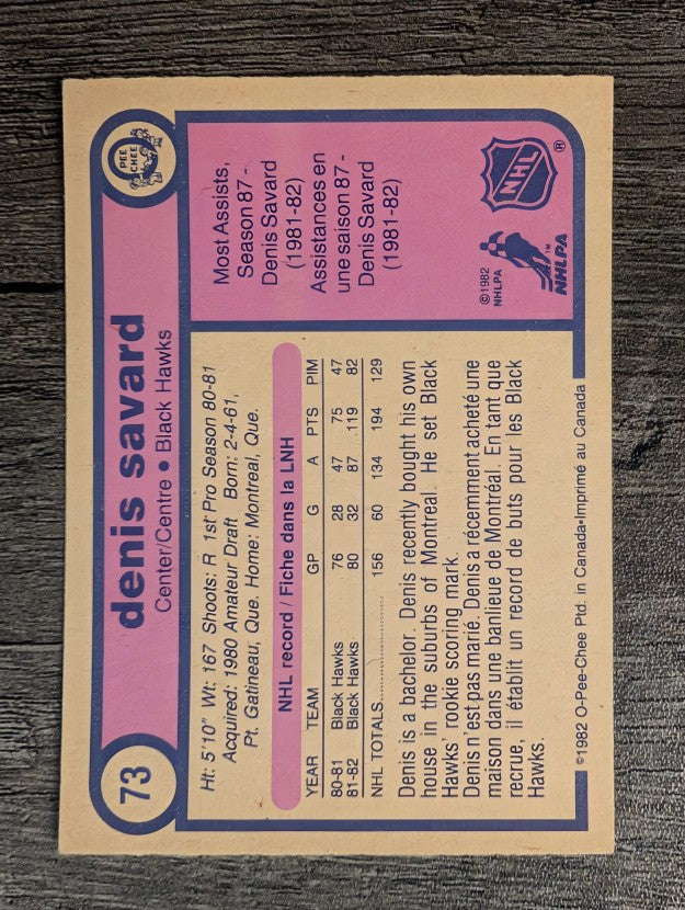 1982-83 O-Pee-Chee #73 Denis Savard