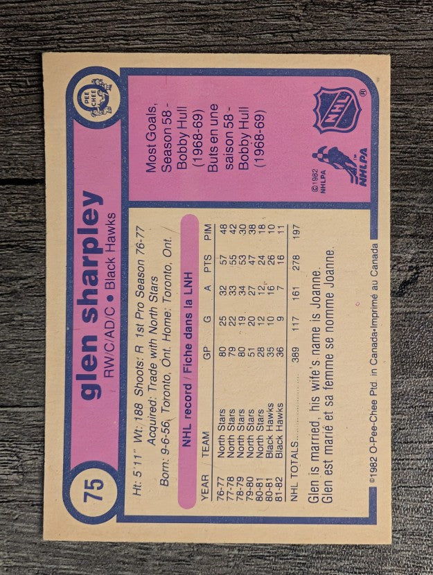 1982-83 O-Pee-Chee #75 Glen Sharpley