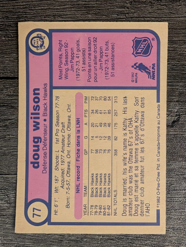 1982-83 O-Pee-Chee #77 Doug Wilson