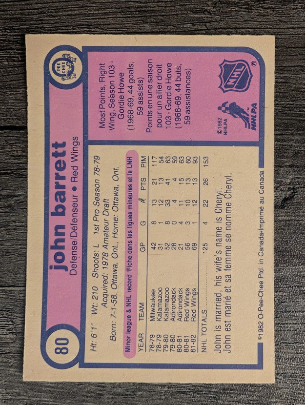 1982-83 O-Pee-Chee #80 John Barrett RC