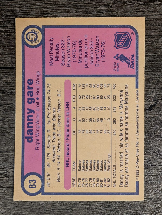 1982-83 O-Pee-Chee #83 Danny Gare