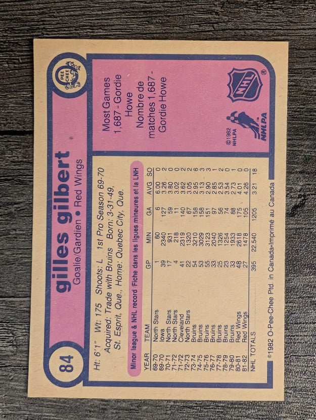 1982-83 O-Pee-Chee #84 Gilles Gilbert