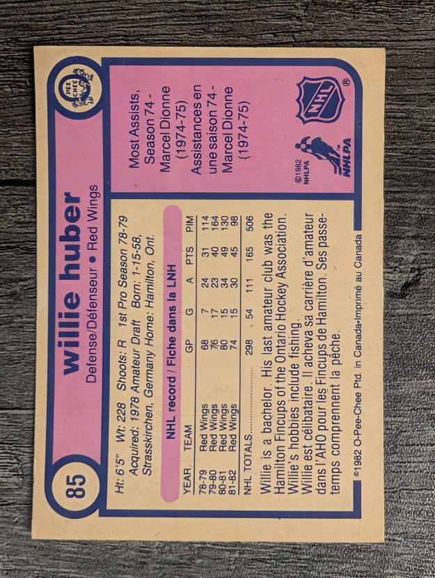 1982-83 O-Pee-Chee #85 Willie Huber