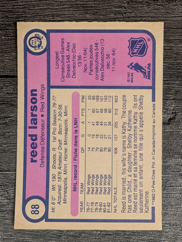 1982-83 O-Pee-Chee #88 Reed Larson