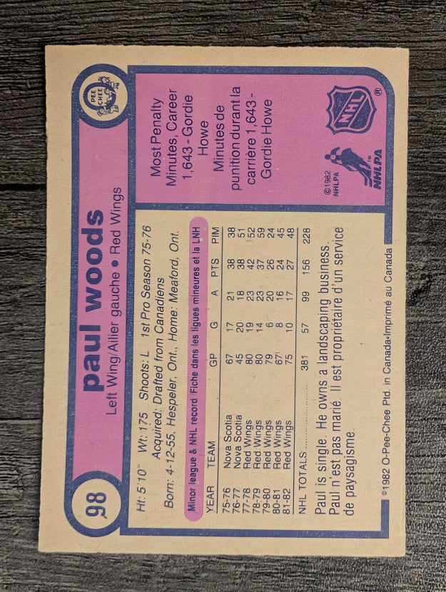 1982-83 O-Pee-Chee #98 Paul Woods