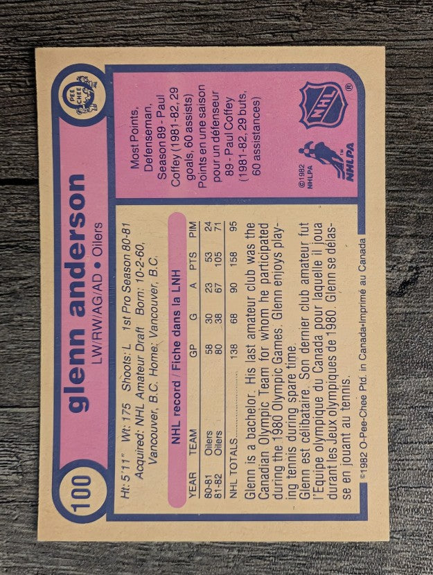 1982-83 O-Pee-Chee #100 Glenn Anderson