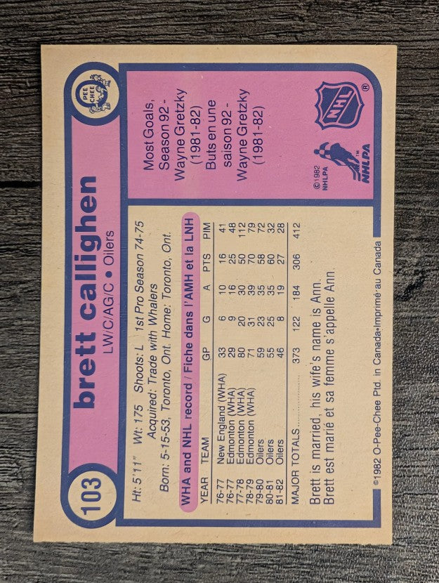 1982-83 O-Pee-Chee #103 Brett Callighen