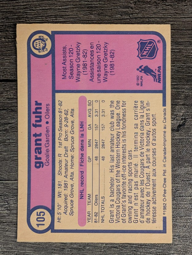 1982-83 O-Pee-Chee #105 Grant Fuhr RC
