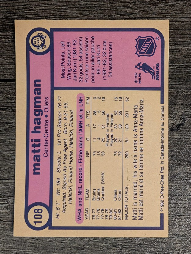 1982-83 O-Pee-Chee #108 Matti Hagman