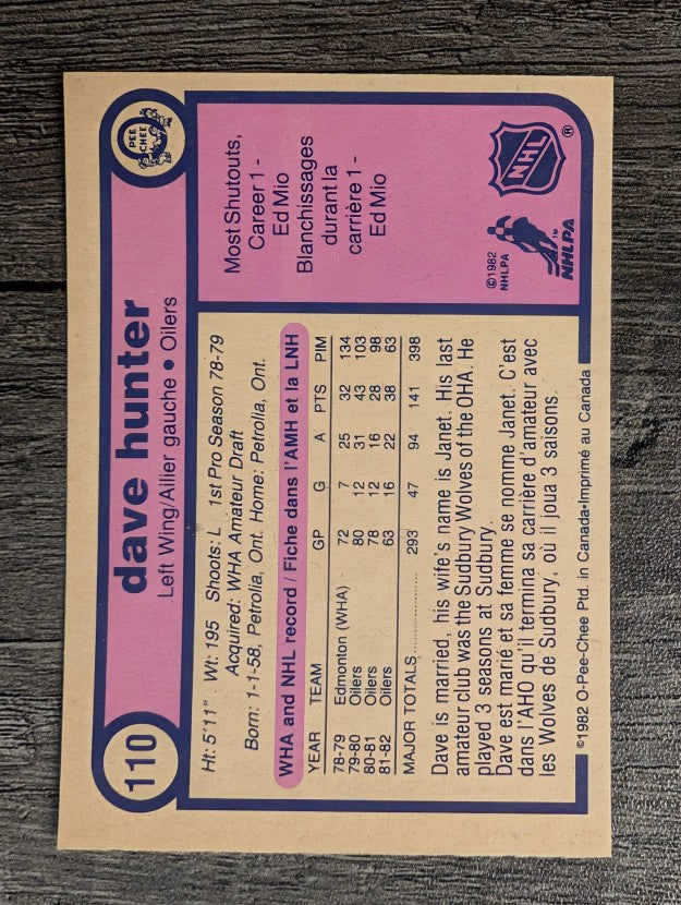 1982-83 O-Pee-Chee #110 Dave Hunter
