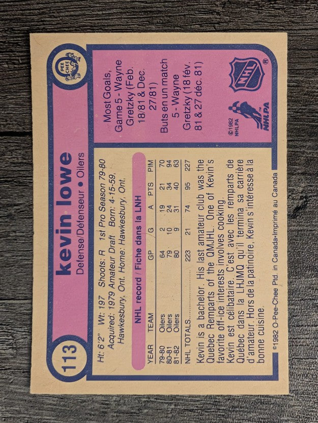 1982-83 O-Pee-Chee #113 Kevin Lowe