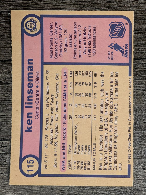 1982-83 O-Pee-Chee #115 Ken Linseman