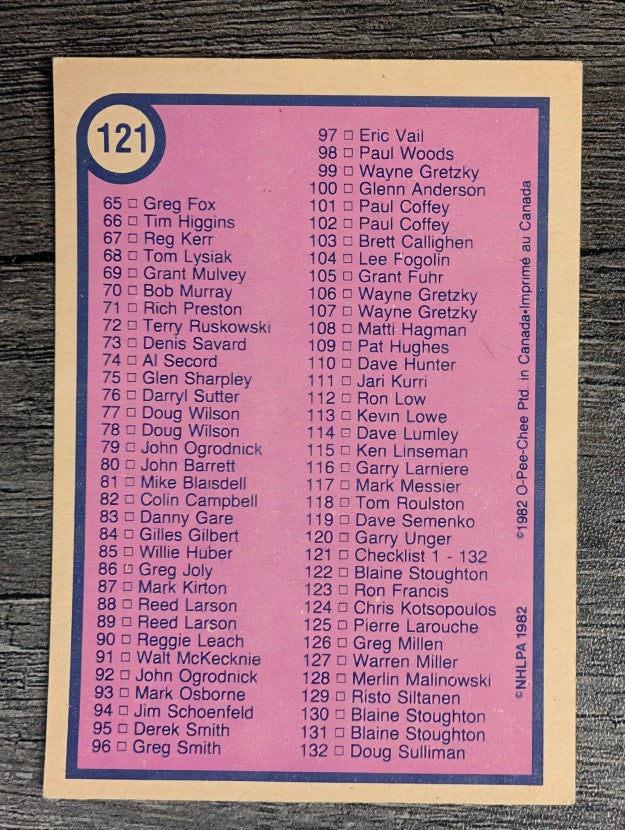 1982-83 O-Pee-Chee #121 Checklist 1-132 (VG)