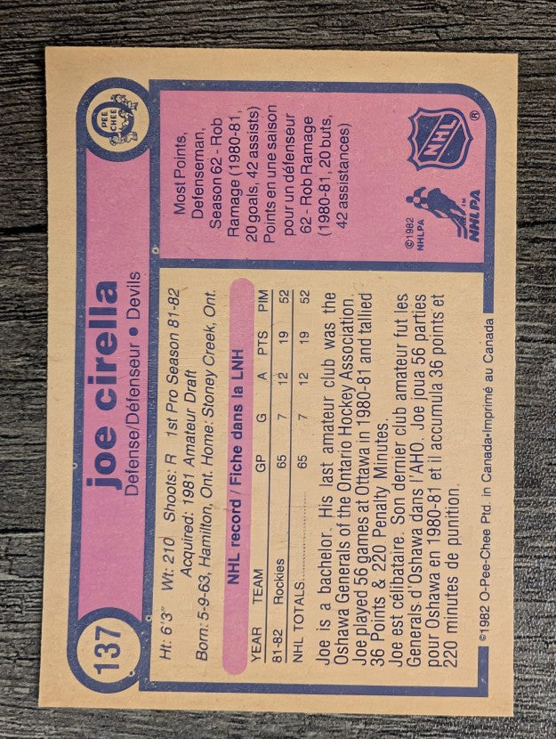1982-83 O-Pee-Chee #137 Joe Cirella RC