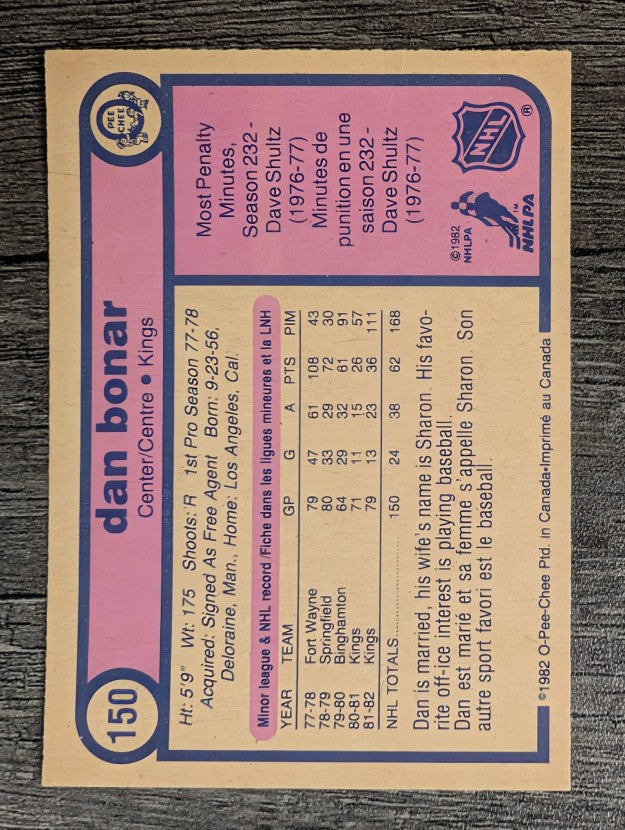 1982-83 O-Pee-Chee #150 Dan Bonar RC