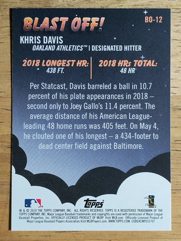 2019 Topps Big League Blast Off #BO12 Khris Davis