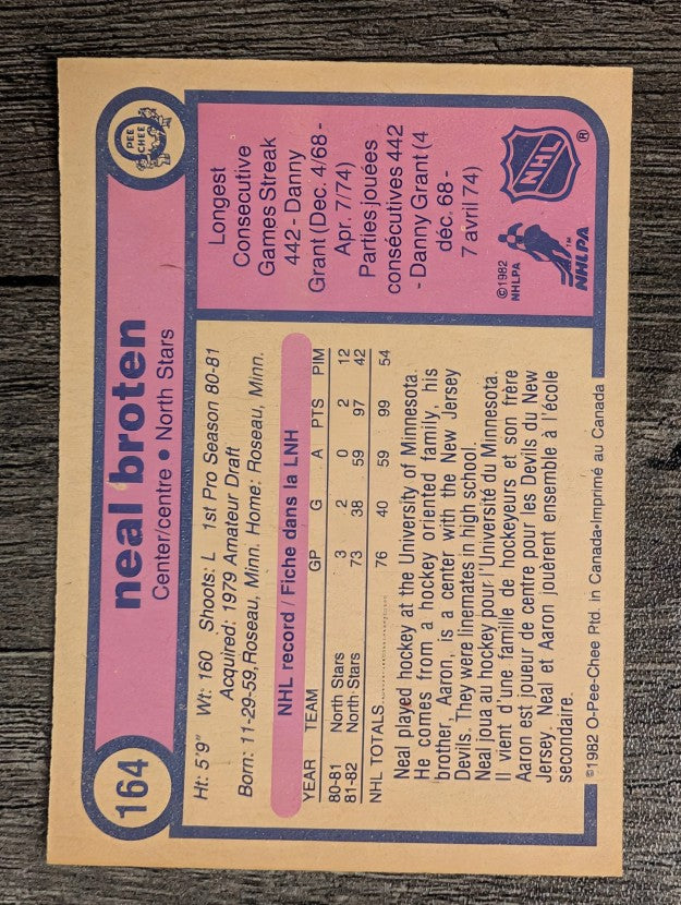 1982-83 O-Pee-Chee #164 Neal Broten RC