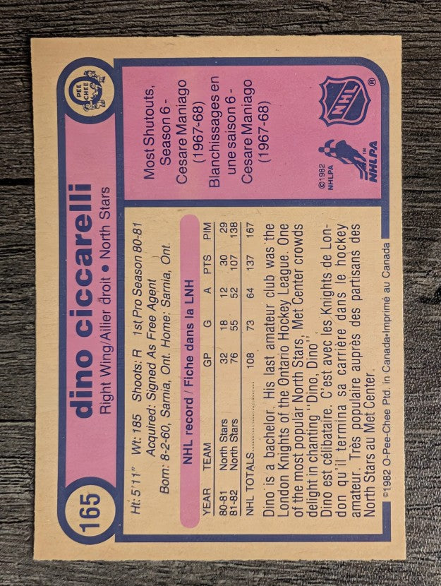 1982-83 O-Pee-Chee #165 Dino Ciccarelli