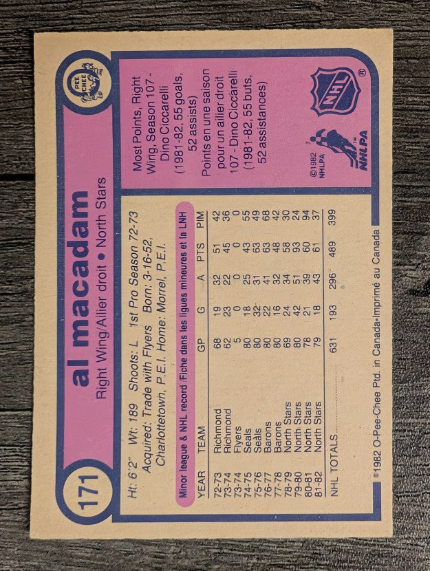 1982-83 O-Pee-Chee #171 Al MacAdam