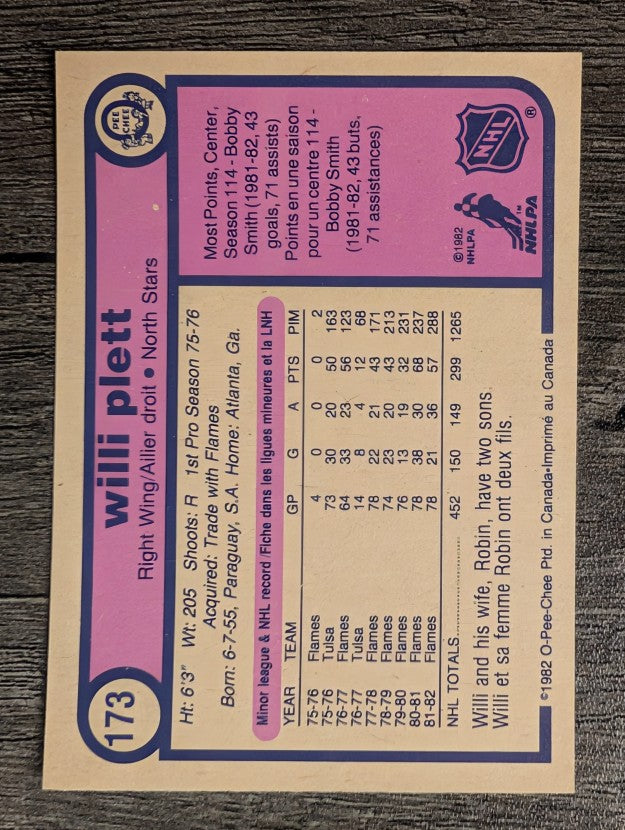 1982-83 O-Pee-Chee #173 Willi Plett