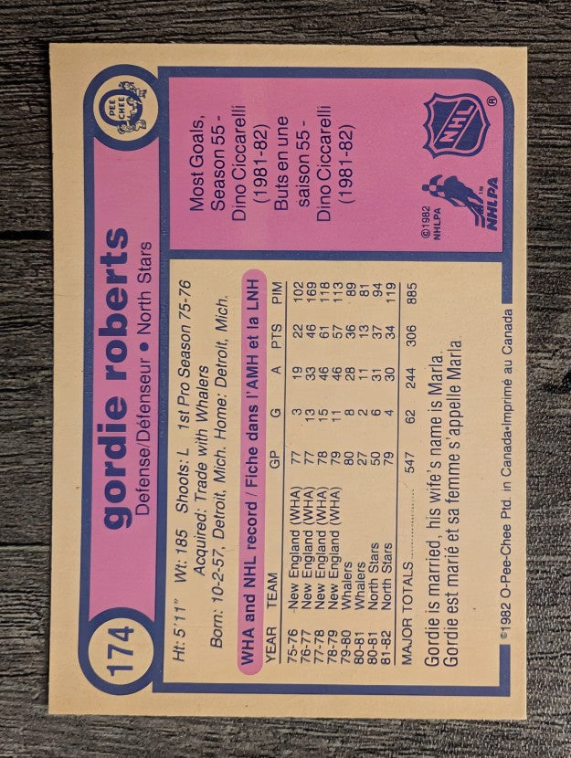 1982-83 O-Pee-Chee #174 Gordie Roberts
