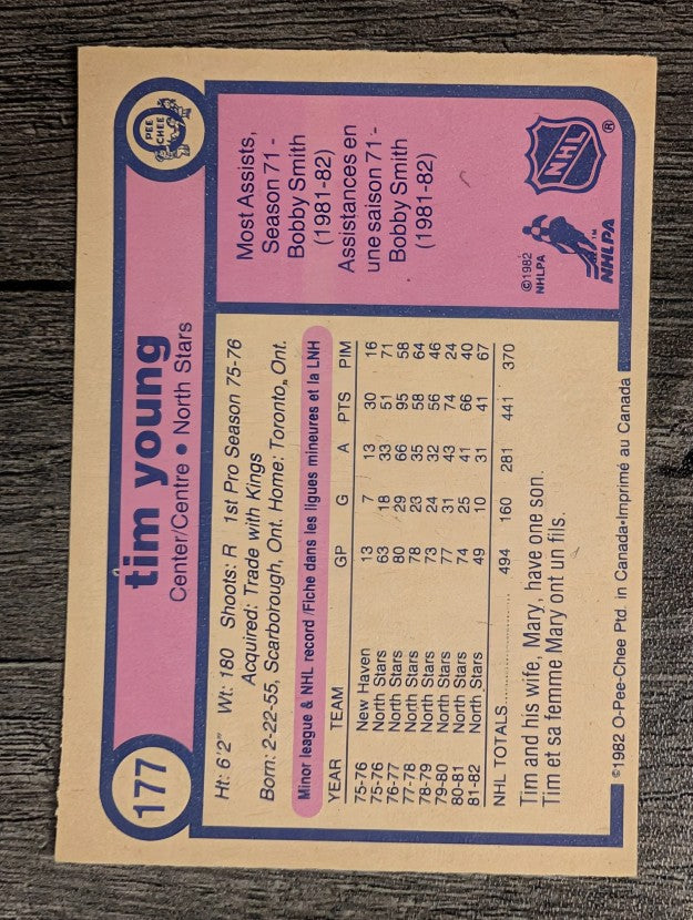 1982-83 O-Pee-Chee #177 Tim Young