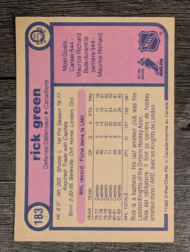 1982-83 O-Pee-Chee #183 Rick Green