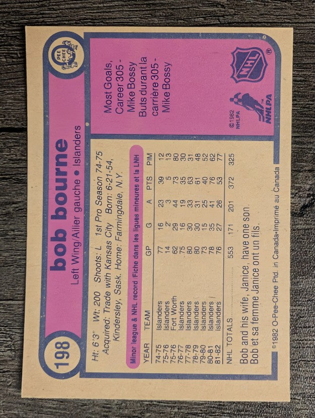 1982-83 O-Pee-Chee #198 Bob Bourne