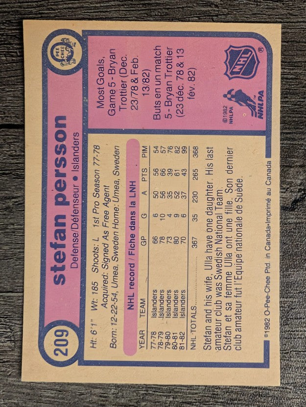 1982-83 O-Pee-Chee #209 Stefan Persson