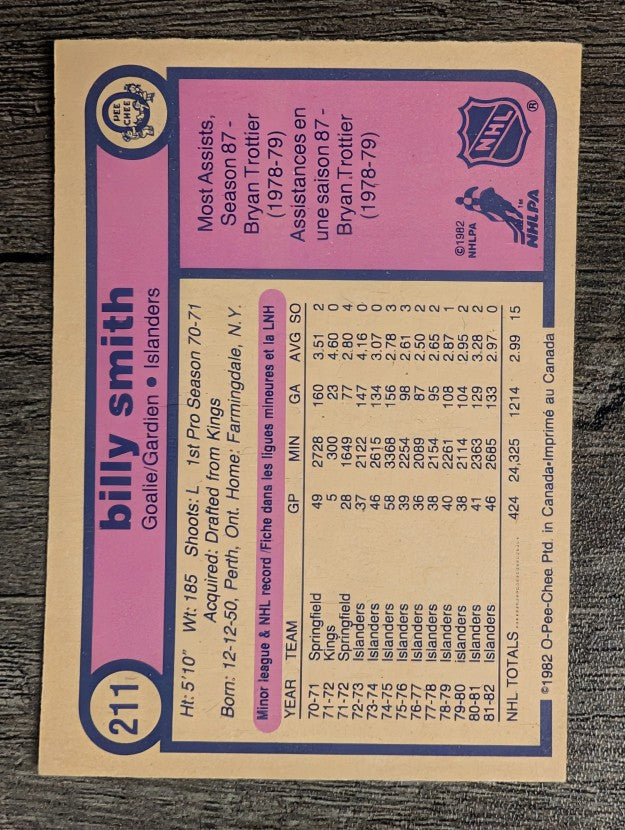 1982-83 O-Pee-Chee #211 Billy Smith