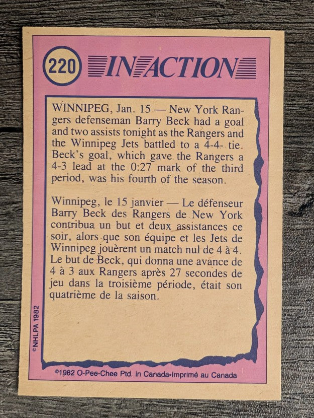 1982-83 O-Pee-Chee #220 Barry Beck IA