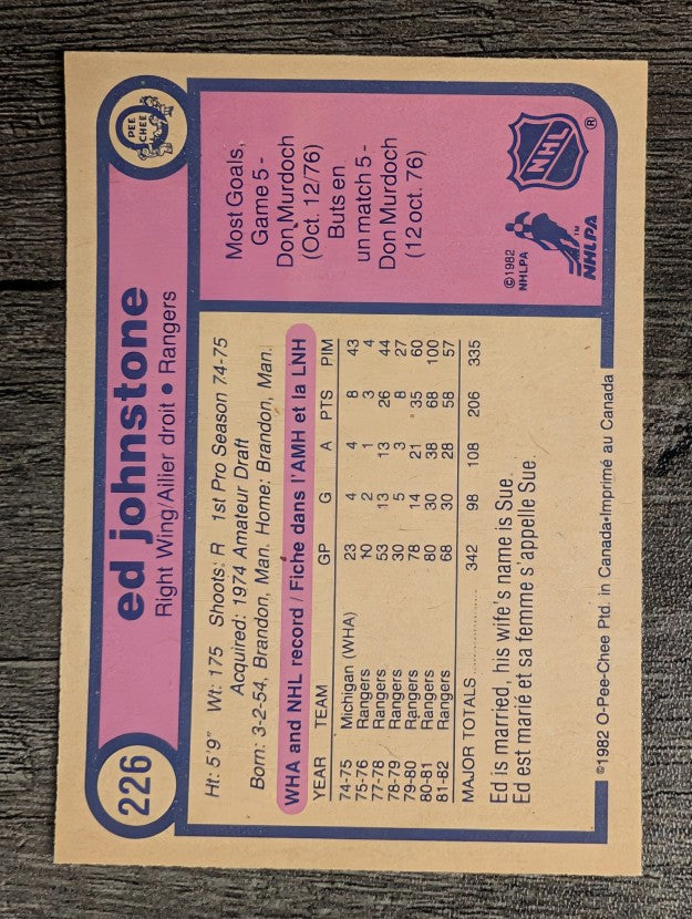 1982-83 O-Pee-Chee #226 Ed Johnstone