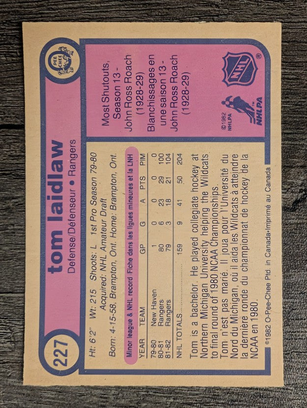 1982-83 O-Pee-Chee #227 Tom Laidlaw
