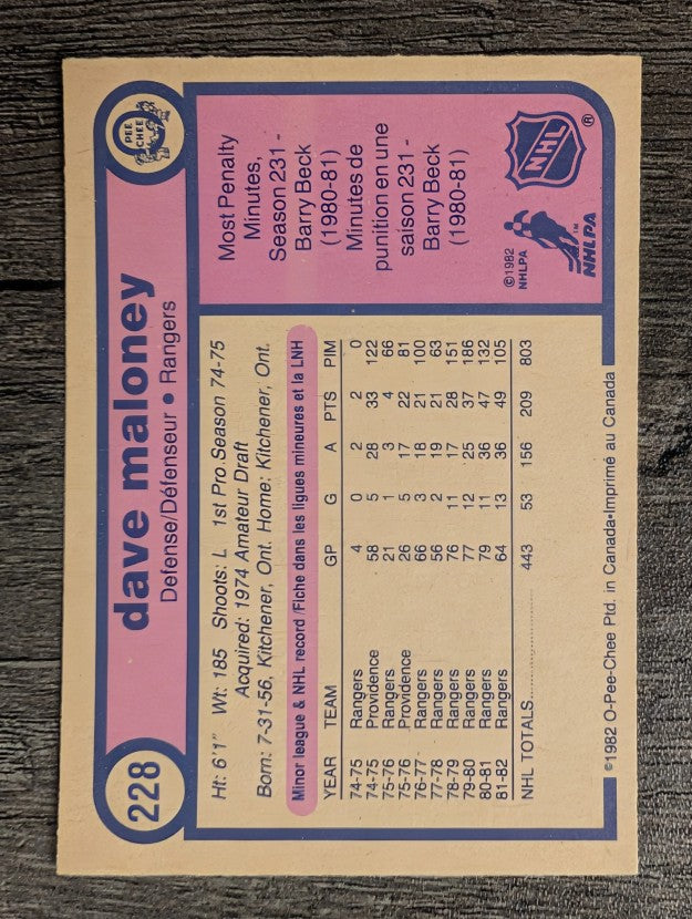 1982-83 O-Pee-Chee #228 Dave Maloney