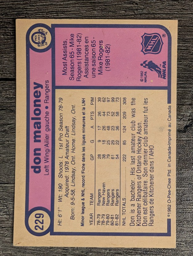1982-83 O-Pee-Chee #229 Don Maloney