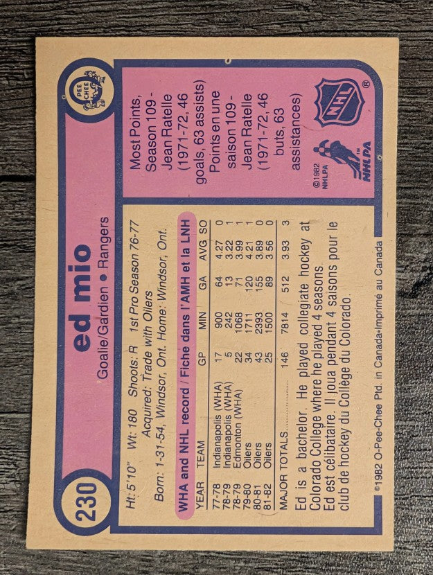 1982-83 O-Pee-Chee #230 Eddie Mio