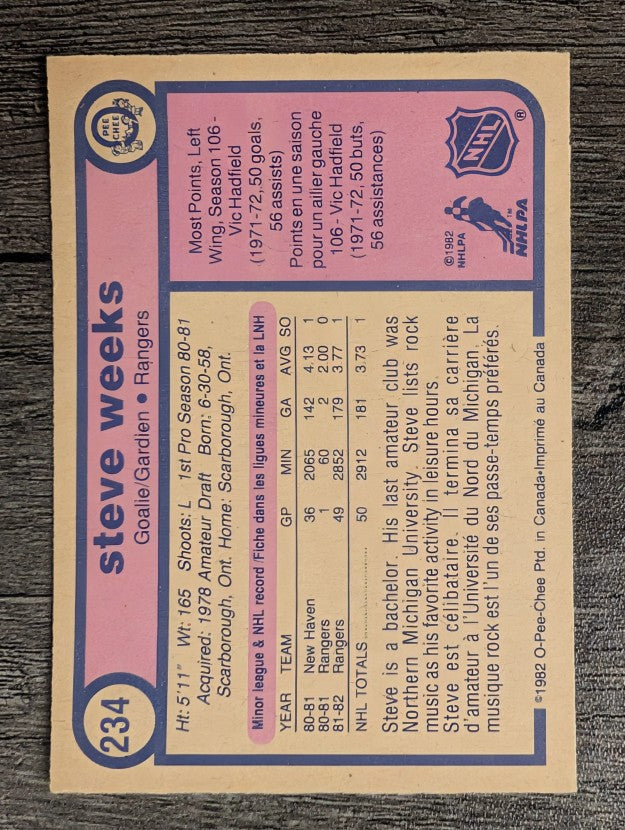 1982-83 O-Pee-Chee #234 Steve Weeks RC