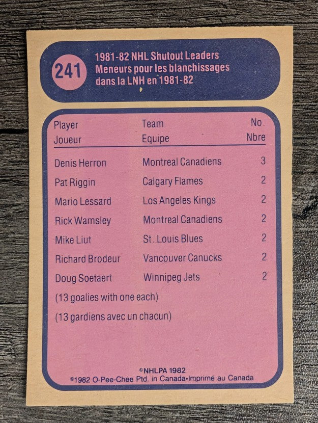 1982-83 O-Pee-Chee #241 Denis Herron LL