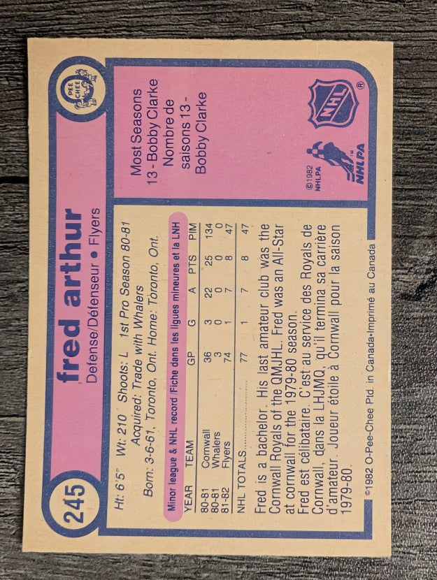 1982-83 O-Pee-Chee #245 Fred Arthur RC
