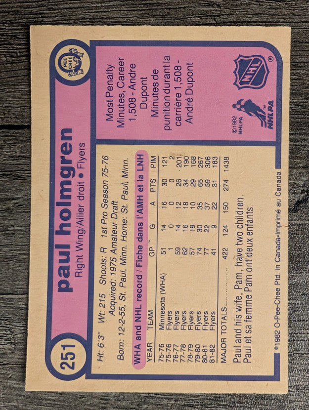 1982-83 O-Pee-Chee #251 Paul Holmgren