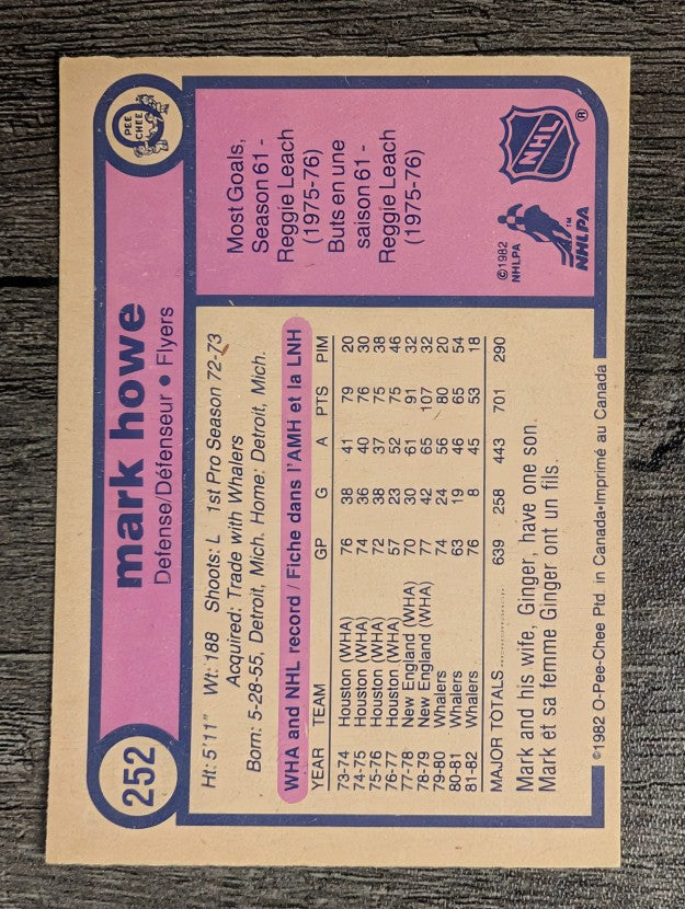 1982-83 O-Pee-Chee #252 Mark Howe