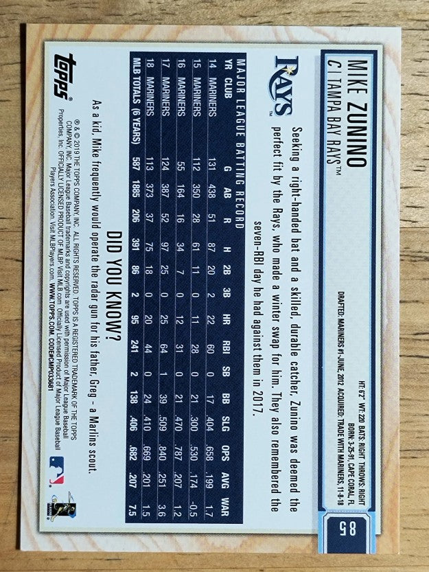 2019 Topps Big League Rainbow Foil #85 Mike Zunino