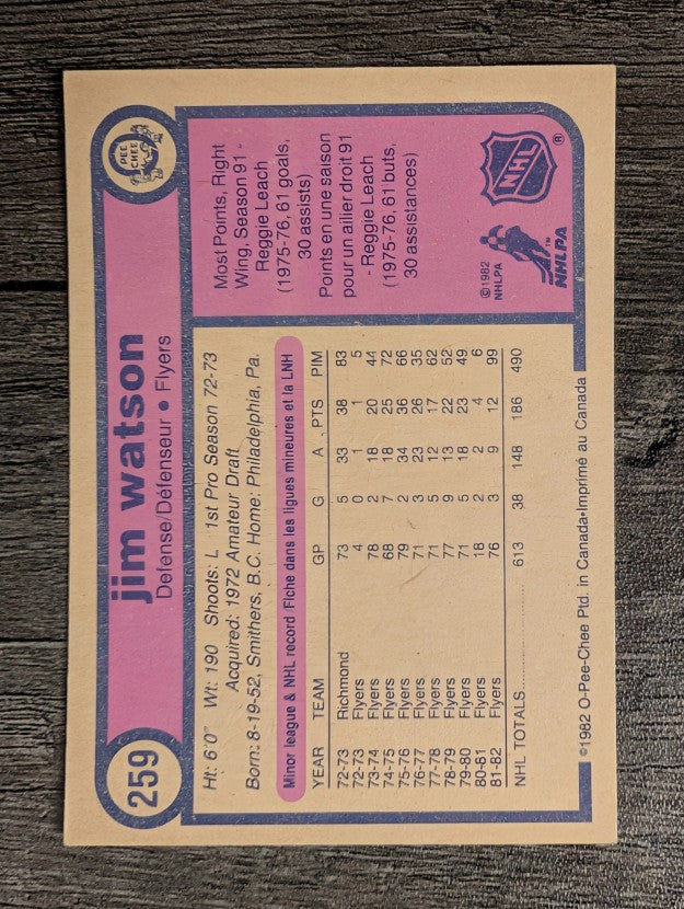 1982-83 O-Pee-Chee #259 Jimmy Watson