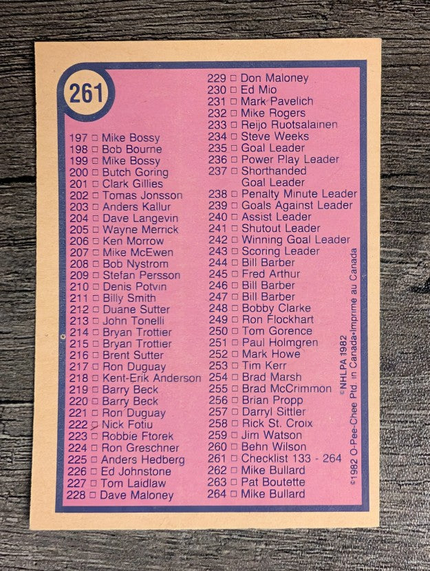 1982-83 O-Pee-Chee #261 Checklist 133-264 (EXMT)