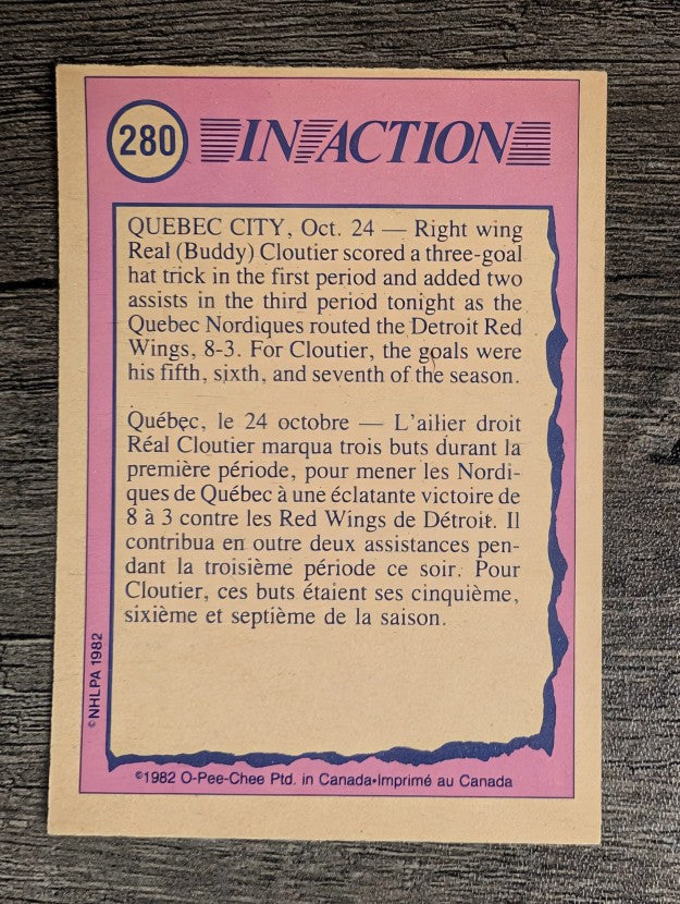 1982-83 O-Pee-Chee #280 Real Cloutier IA