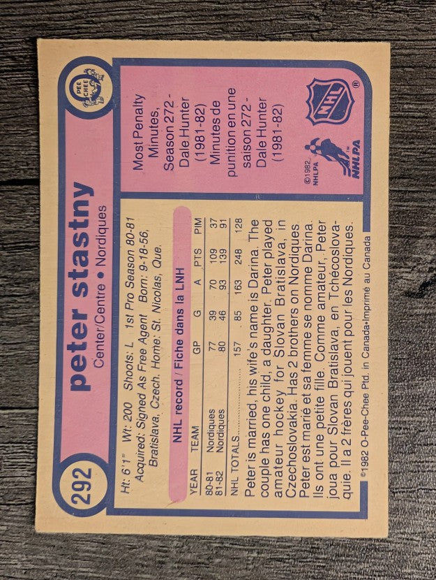 1982-83 O-Pee-Chee #292 Peter Stastny
